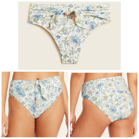 J. CREW Tie High Rise Bikini Bottom in Floral Vine - Picture 1 of 5